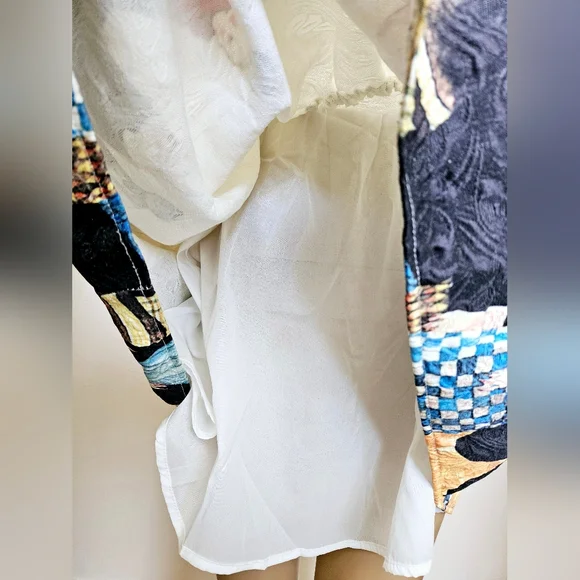 Chun Mei Na Beautiful Watercolor Art Graphic Print Mini Dress 3/4 Sleeves S 4 6 - Picture 8 of 8